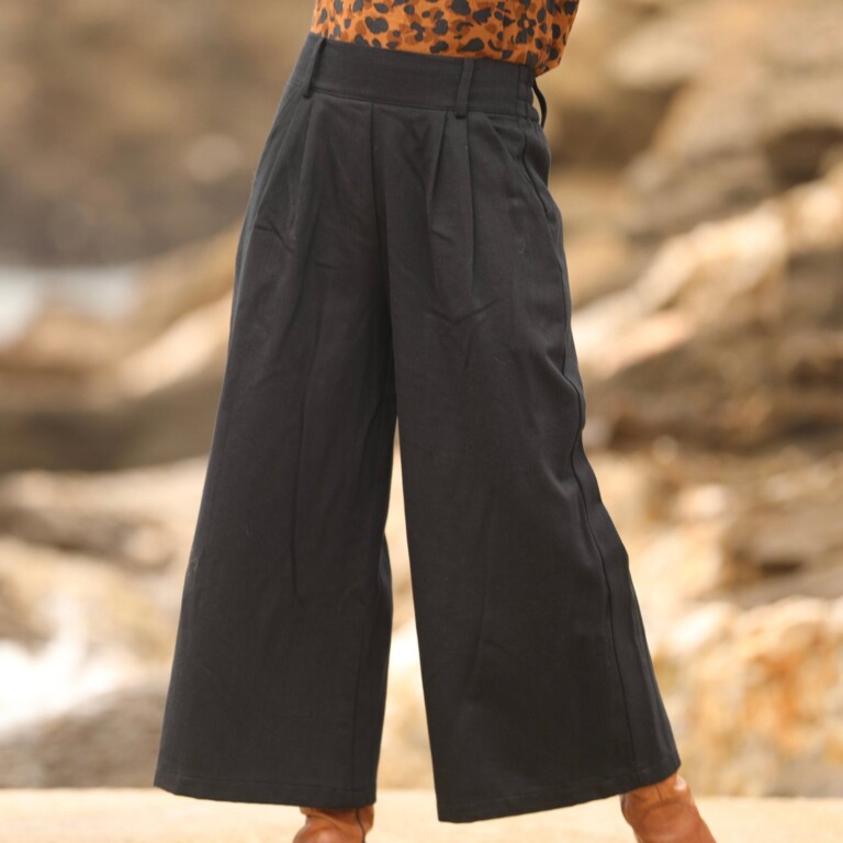 Quintessence - Jupe culotte Margot - sergé de coton noir