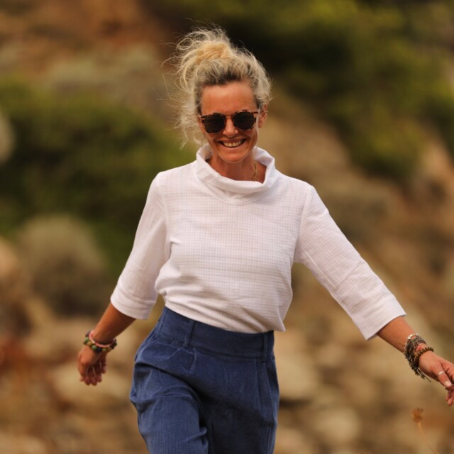 Quintessence - Jupe culotte Margot - velours côtelé bleu océan