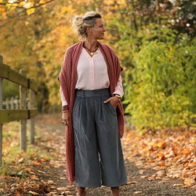 Quintessence - Jupe culotte Margot - velours côtelé gris bleuté