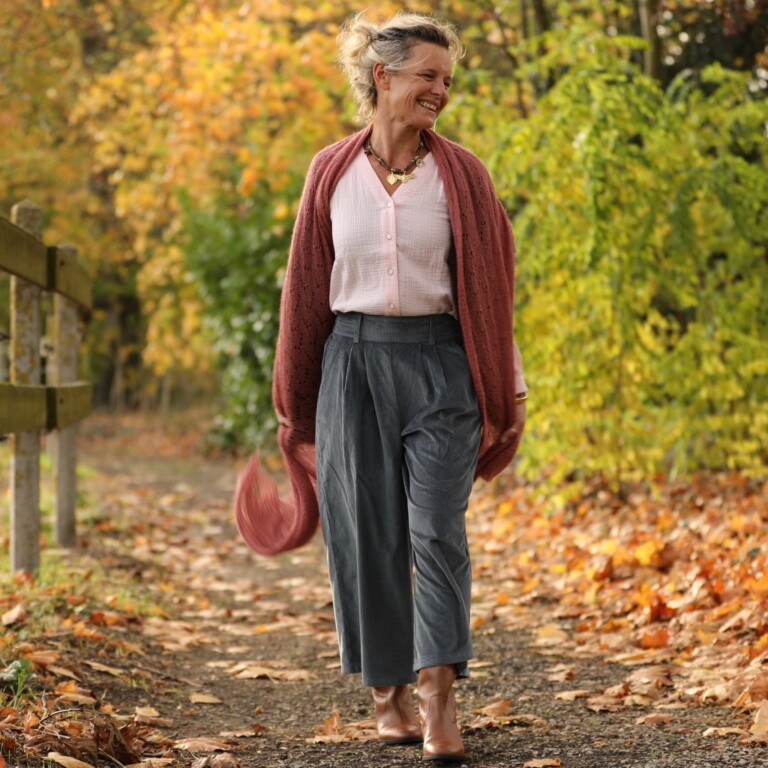 Quintessence - Jupe culotte Margot - velours côtelé gris bleuté