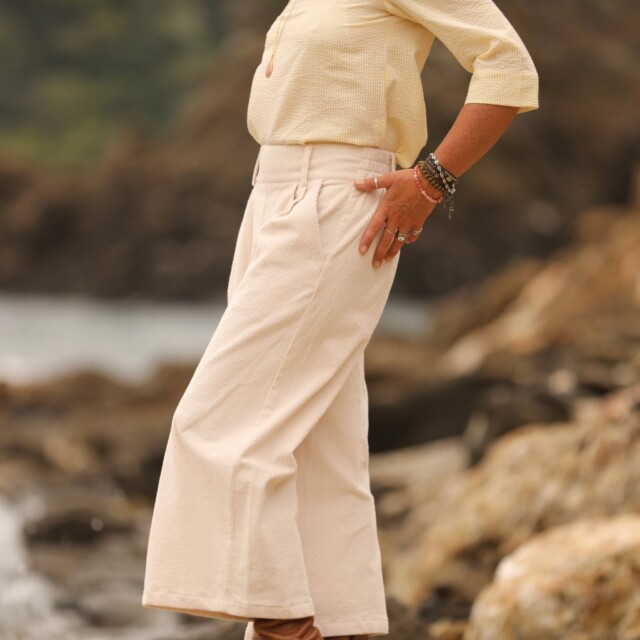 Quintessence - Jupe culotte Margot - velours côtelé ivoire