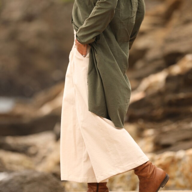 Quintessence - Jupe culotte Margot - velours côtelé ivoire