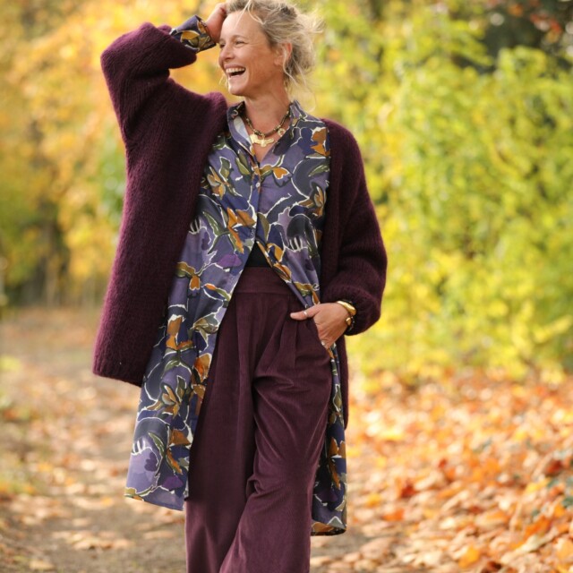 Quintessence - Jupe culotte Margot - velours côtelé prune