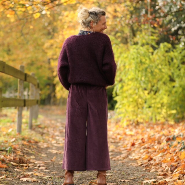 Quintessence - Jupe culotte Margot - velours côtelé prune