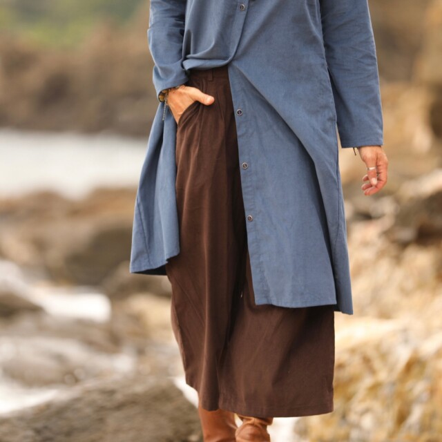 Quintessence - Jupe culotte Margot - velours milleraies Chocolat