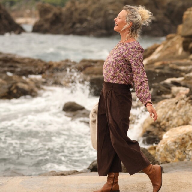 Quintessence - Jupe culotte Margot - velours milleraies Chocolat