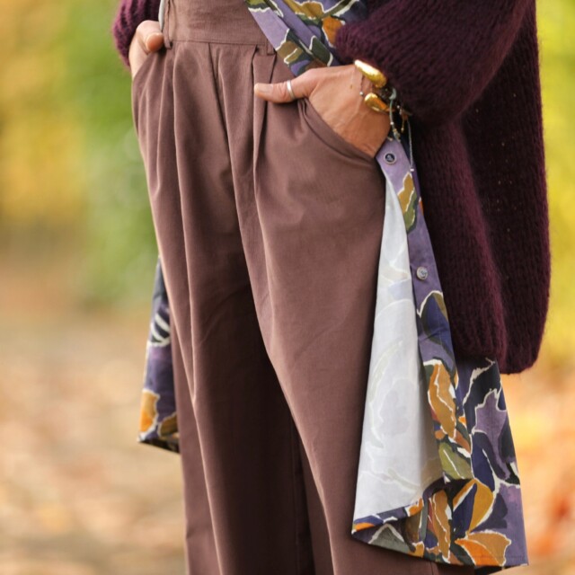 Quintessence - Jupe culotte Margot - velours milleraies moka