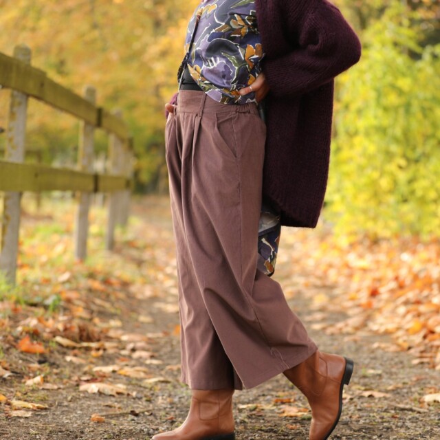 Quintessence - Jupe culotte Margot - velours milleraies moka