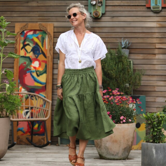 Quintessence - Jupe Esther – lin vert pomme