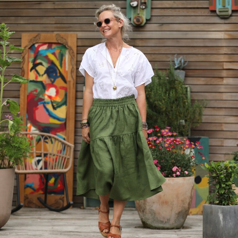 Quintessence - Jupe Esther - lin vert pomme