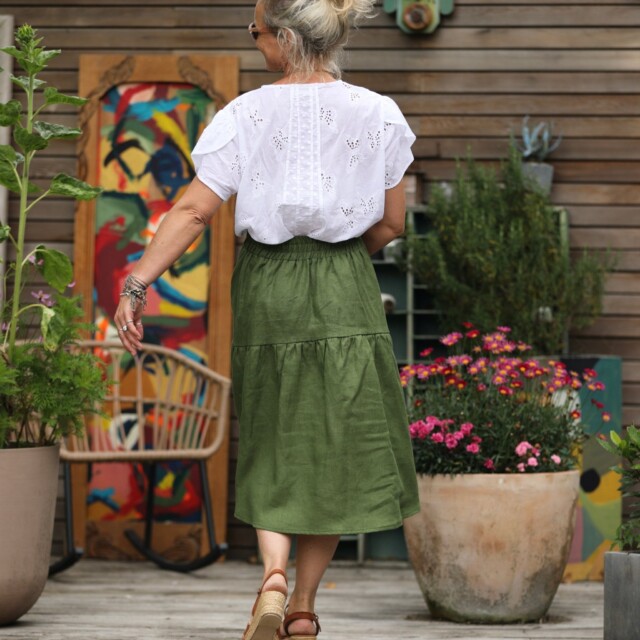 Quintessence - Jupe Esther - lin vert pomme