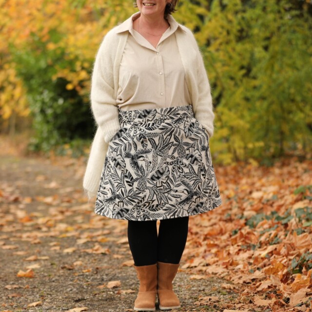 Quintessence - Jupe Maya - Jacquard Feuillage Sépia