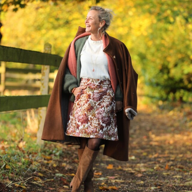 Quintessence - Jupe Maya - Jacquard Fleurs d'automne