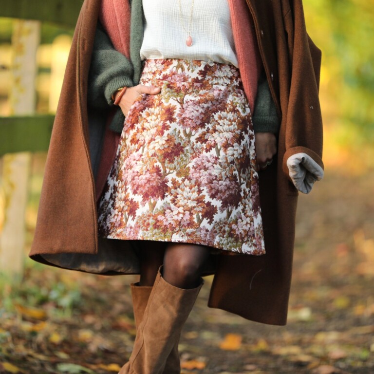 jupe maya jacquard fleurs dautomne 5204189 Quintessence - Jupe Maya - Jacquard Fleurs d'automne