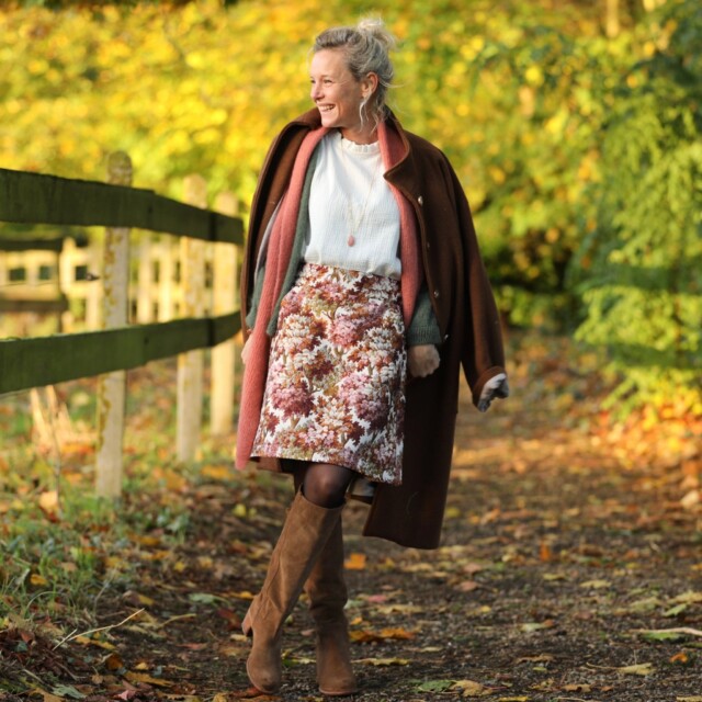 Quintessence - Jupe Maya - Jacquard Fleurs d'automne