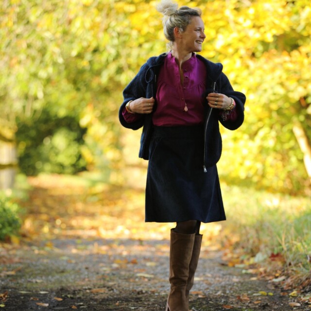 Quintessence - Jupe Maya - velours côtelé marine