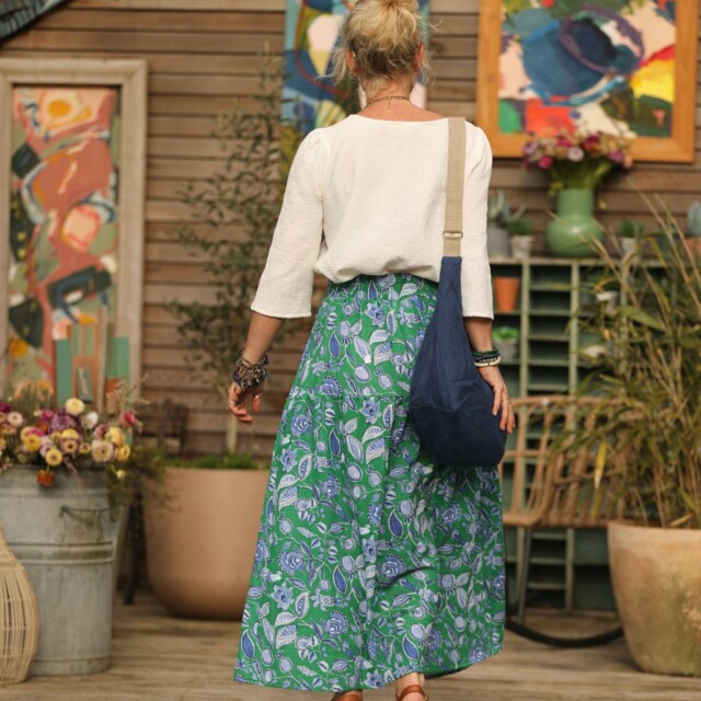 Quintessence - Jupe Sarah - double gaze de coton Nature enchantée