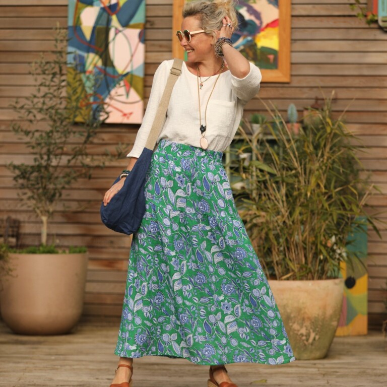 Quintessence - Jupe Sarah - double gaze de coton Nature enchantée