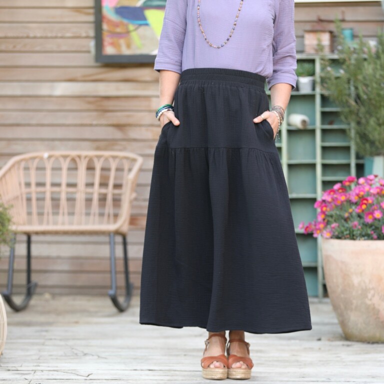 Quintessence - Jupe Sarah - double gaze de coton noire