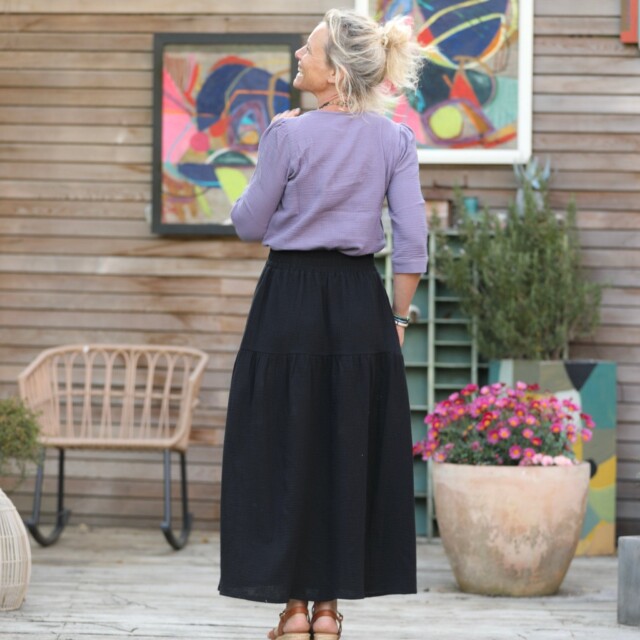 Quintessence - Jupe Sarah - double gaze de coton noire