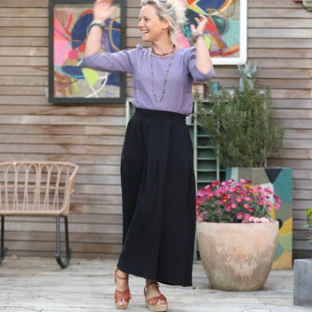 Quintessence - Jupe Sarah - double gaze de coton noire