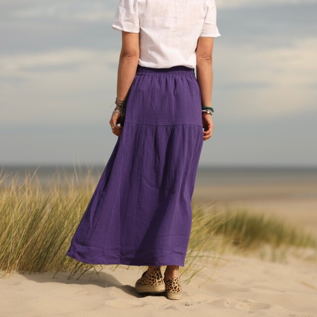 Quintessence - Jupe Sarah - double gaze de coton prune