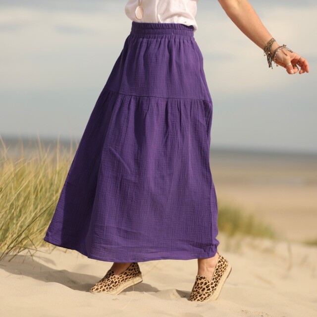 Quintessence - Jupe Sarah – double gaze de coton prune