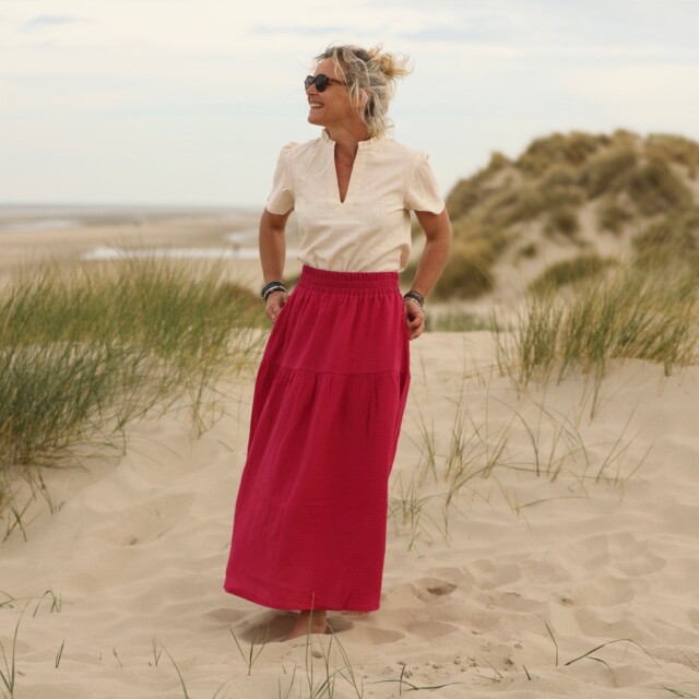 Quintessence - Jupe Sarah - double gaze de coton rose fushia