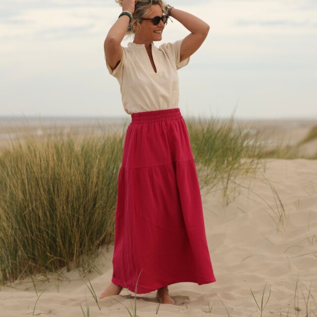 Quintessence - Jupe Sarah - double gaze de coton rose fushia