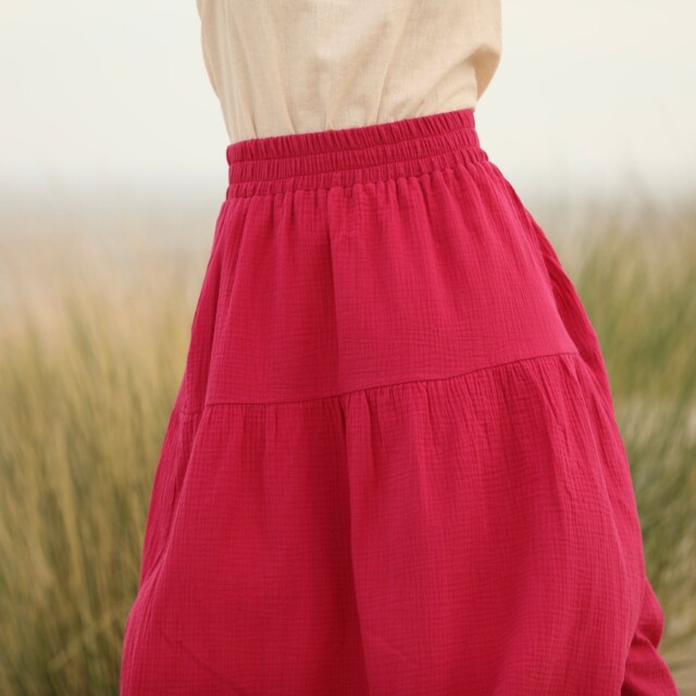 Quintessence - Jupe Sarah - double gaze de coton rose fushia