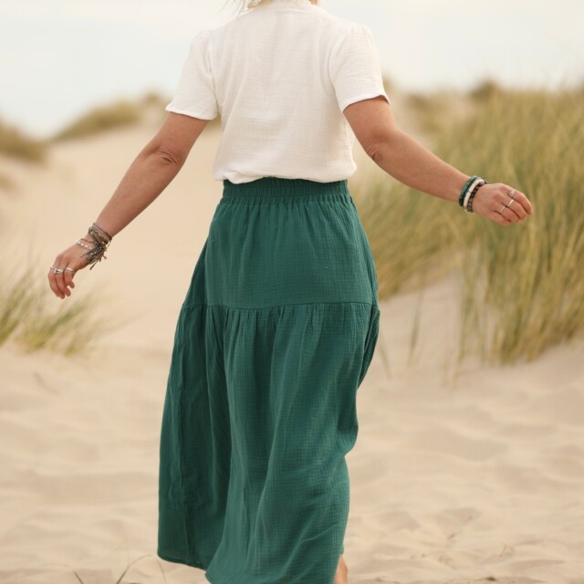 Quintessence - Jupe Sarah - double gaze de coton vert printemps