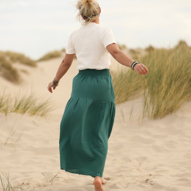 Quintessence - Jupe Sarah - double gaze de coton vert printemps