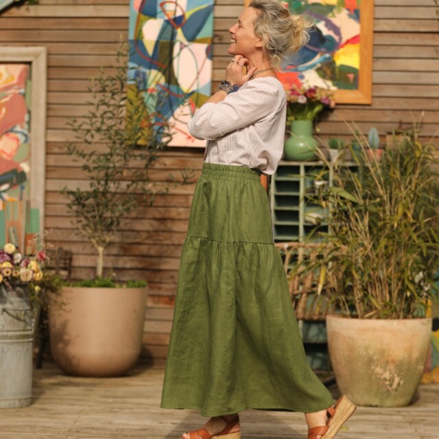 Quintessence - Jupe Sarah - lin vert pomme