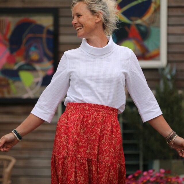 Quintessence - Jupe Sarah - viscose rouge mystérieux