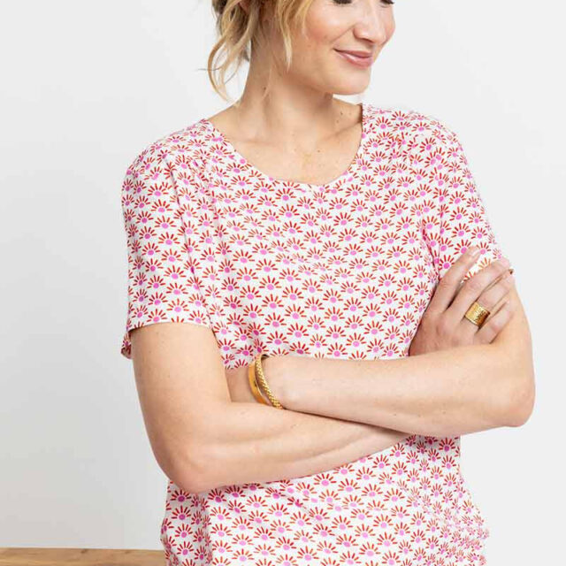 Maison Solfin - Blouse imprimé orange viscose Made in France| B.Solfin