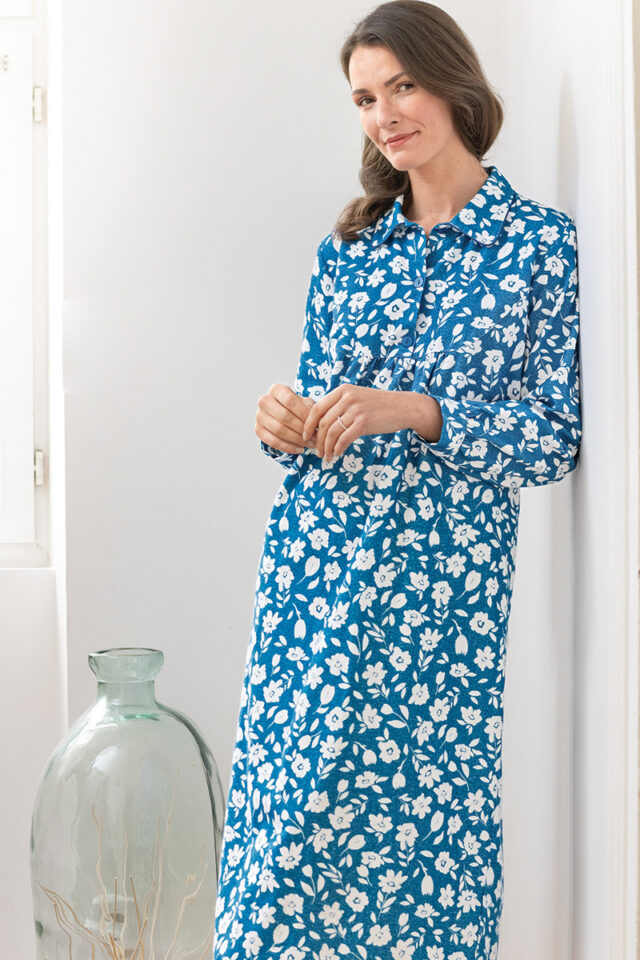 Maison Solfin - Chemise de nuit imprimés fleuris en coton Made in France| B.Solfin