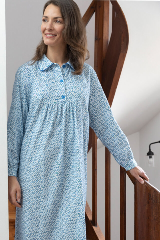 Maison Solfin - Chemise de nuit imprimés fleuris en coton Made in France| B.Solfin