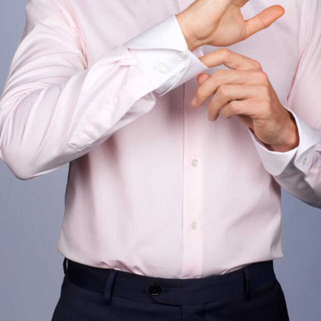 - Chemise Virtuose Rose Perle/Blanche - Col Français & Poignets Napolitains