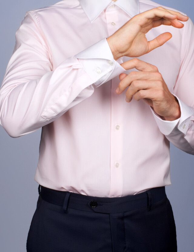 - Chemise Virtuose Rose Perle/Blanche - Col Français & Poignets Napolitains