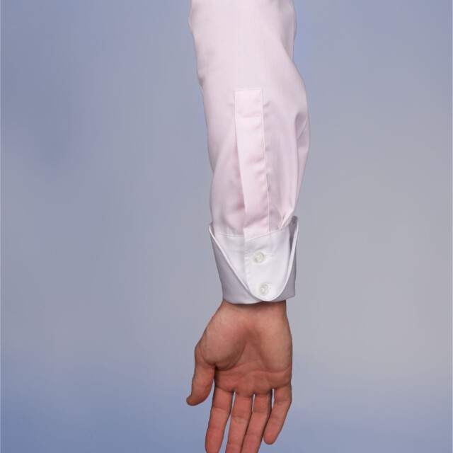 - Chemise Virtuose Rose Perle/Blanche - Col Français & Poignets Napolitains