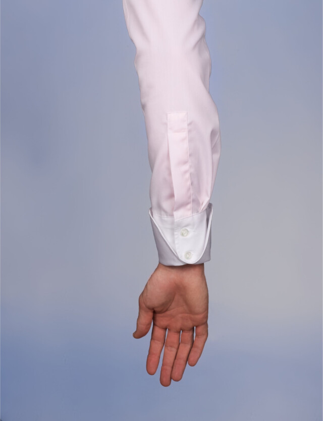 - Chemise Virtuose Rose Perle/Blanche - Col Français & Poignets Napolitains