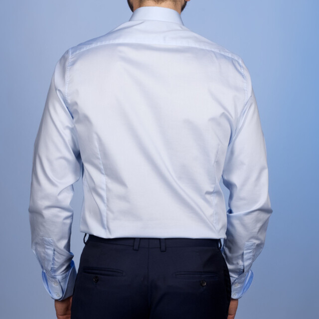 - Chemise Virtuose Bleu Ciel - Col Français & Poignets Napolitains
