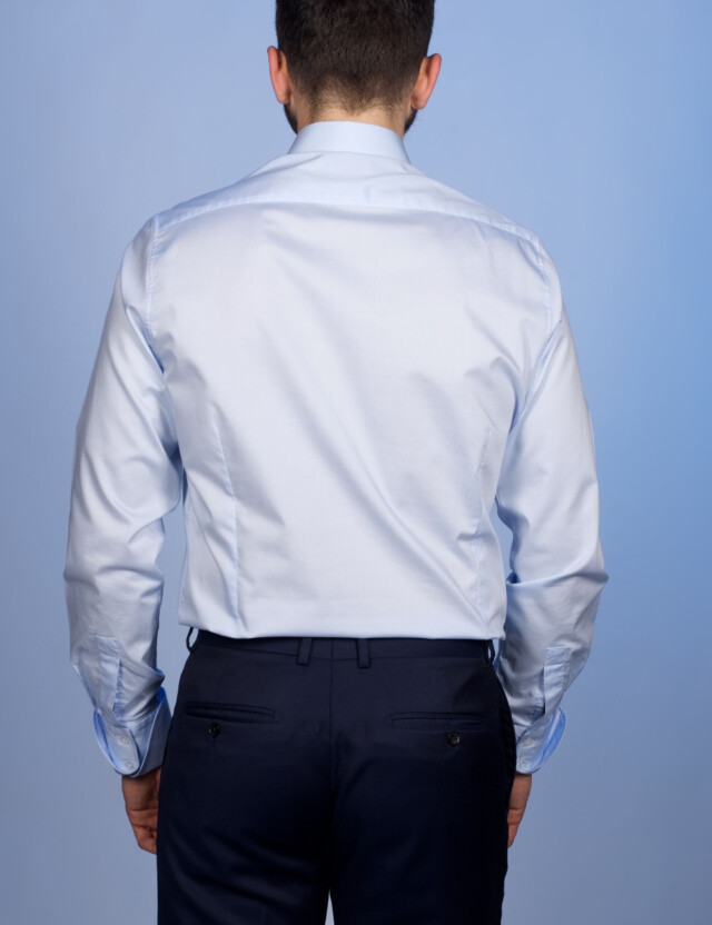 - Chemise Virtuose Bleu Ciel - Col Français & Poignets Napolitains