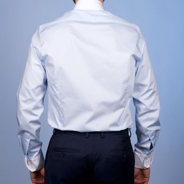 - Chemise Virtuose Bleu Ciel/Blanche - Col Français & Poignets Napolitains