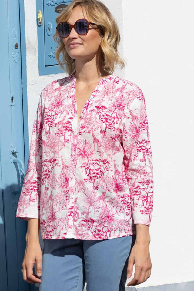 Maison Solfin - Chemisier imprimé esprit toile de Jouy Made in France| B.Solfin