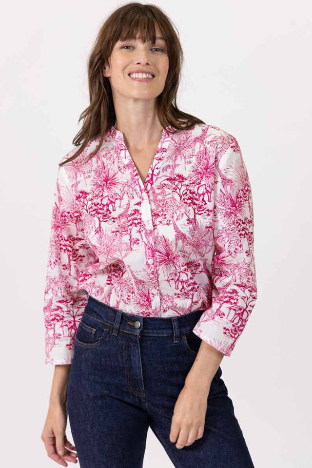 Maison Solfin - Chemisier imprimé esprit toile de Jouy Made in France| B.Solfin