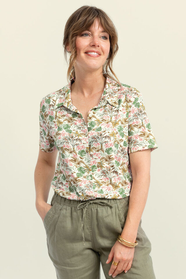 Maison Solfin - Chemisier à fleurs en maille Made in France| B.Solfin