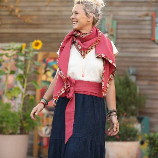 Quintessence - Le foulard Calista Grenat/Rani