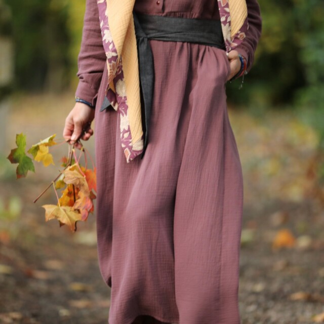 Quintessence - Le foulard Calista Jaune paille/Prunelle