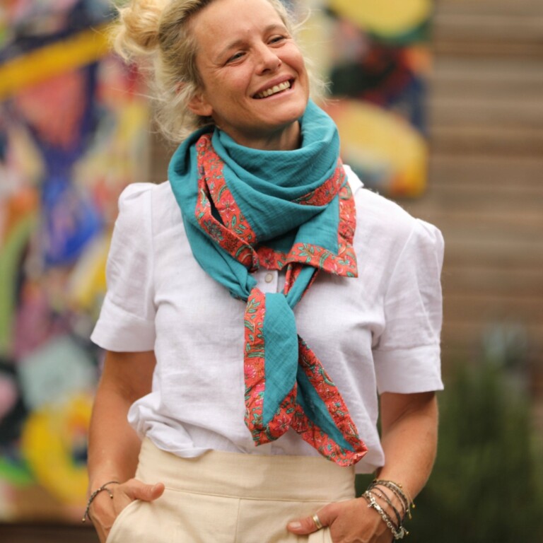 Quintessence - Le foulard Calista turquoise/Rani